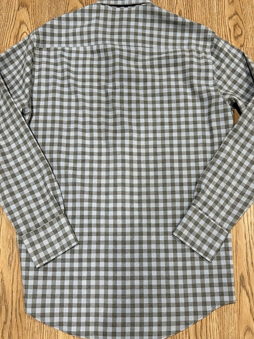 Men's Peter Millar Summer Comfort Button Up Checkered Blue Long Sleeve Med Slim - Picture 4 of 4